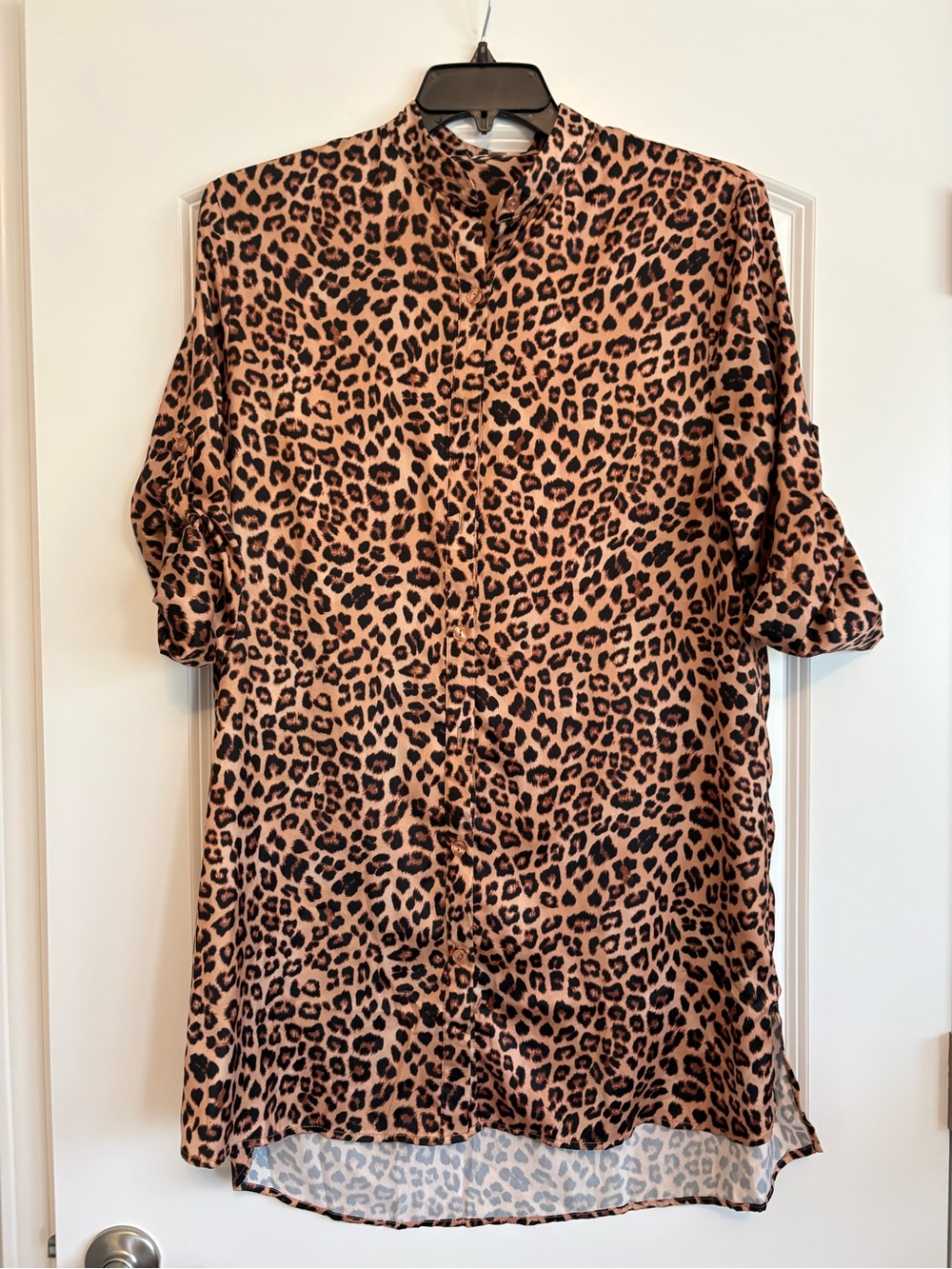 summersalt Leopard-Print Button Front Top/Cover up - Brown & Black-worn couples